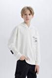 DeFacto Erkek Çocuk Oversize Geniş Kalıp Kapüşonlu Baskılı Sweatshirt D8535A825SPWT32