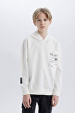DeFacto Erkek Çocuk Oversize Geniş Kalıp Kapüşonlu Baskılı Sweatshirt D8535A825SPWT32