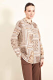 Regular Fit Desenli Uzun Kollu Gömlek Tunik