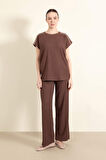 Bürümcük Pantolon Wide Leg Geniş Bol Paça Esnek Belli