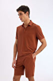 DeFacto Slim Fit Dar Kesim Polo Yaka Dokulu Kısa Kollu Krinkıl Tişört E1222AX25SMBN312
