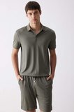DeFacto Slim Fit Dar Kesim Polo Yaka Dokulu Kısa Kollu Krinkıl Tişört E1222AX25SMKH401