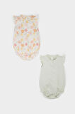 DeFacto Kız Bebek Yenidoğan Bisiklet Yaka Çiçekli Penye 2'li Kısa Kollu Çıtçıtlı Body C4373A525SMER105