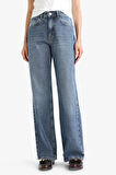 Straight Wide Yüksek Bel Düz Paça Uzun Jean Pantolon