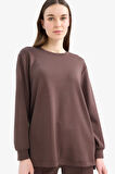 	Regular Fit Bisiklet Yaka Basic Düz Sweatshirt Tunik