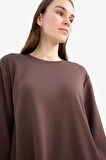 	Regular Fit Bisiklet Yaka Basic Düz Sweatshirt Tunik