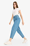 Paperbag Yüksek Bel Bilek Boy Jean Yıkamalı Pantolon