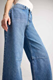 Barrel Fit Normal Bel Bilek Boy Jean Yıkamalı Pantolon