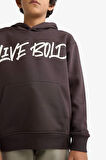 Erkek Çocuk Kapüşonlu Baskılı İçi Yumuşak Tüylü Sweatshirt