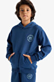Erkek Çocuk Kapüşonlu Baskılı İçi Yumuşak Tüylü Sweatshirt
