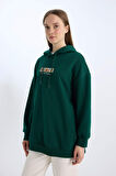 DeFacto Relax Fit Baskılı Kapüşonlu İçi Yumuşak Tüylü Kalın Sweatshirt Tunik E0318AX24WNGN671