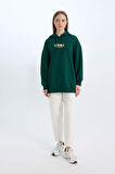 DeFacto Relax Fit Baskılı Kapüşonlu İçi Yumuşak Tüylü Kalın Sweatshirt Tunik E0318AX24WNGN671