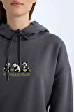 DeFacto Regular Fit Kapüşonlu Baskılı İçi Yumuşak Tüylü Kalın Sweatshirt Tunik E0317AX24WNAR15