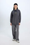 DeFacto Regular Fit Kapüşonlu Baskılı İçi Yumuşak Tüylü Kalın Sweatshirt Tunik E0317AX24WNAR15