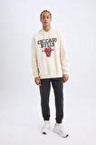 DeFactoFit NBA Chicago Bulls Boxy Fit Kapüşonlu Kalın Sweatshirt V0069AZ24AUBG662