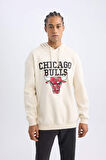 DeFactoFit NBA Chicago Bulls Boxy Fit Kapüşonlu Kalın Sweatshirt V0069AZ24AUBG662