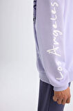 DeFactoFit NBA Los Angeles Lakers Oversize Geniş Kalıp Sırt Baskılı Kapüşonlu Sweatshirt Y0201AZ24AUPR215