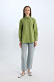 DeFacto 	Relax Fit Basic Düz Poplin Uzun Kollu Gömlek Tunik D7341AX25SPGN707