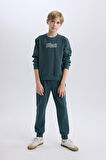 DeFacto Erkek Çocuk 2'li Takım Bisiklet Yaka Baskılı Sweatshirt Beli Lastikli Eşofman Altı D9853A825SPBE787