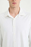 DeFacto Slim Fit Dar Kesim Polo Yaka Çizgili Uzun Kollu Gömlek B6487AX25SPWT34