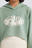 DeFacto Kız Çocuk 2'li Takım Crop Kapüşonlu Baskılı Sweatshirt Atlet D8819A825SPGN1125