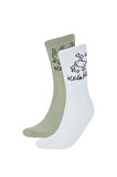 DeFacto Erkek Keith Haring 2'li Pamuklu Uzun Çorap E5152AXNSKR1