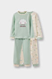 Kız Bebek 4'lü Pijama Takımı Baskılı Uzun Kollu Üst Uzun Alt