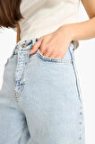 Comfort Straight Yüksek Bel Bilek Boy Jean Yıkamalı Pantolon