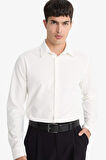 Slim Fit Dar Kesim Polo Yaka Penye Uzun Kollu Gömlek