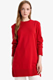 DeFacto Regular Fit Bisiklet Yaka Yırtmaçlı Basic Düz Uzun Kollu Tunik H3431AZ25WNRD59
