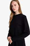 DeFacto Regular Fit Bisiklet Yaka Yırtmaçlı Basic Düz Uzun Kollu Tunik H3431AZ25WNBK27