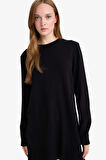 Regular Fit Bisiklet Yaka Yırtmaçlı Basic Düz Tunik