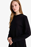 Regular Fit Bisiklet Yaka Yırtmaçlı Basic Düz Tunik