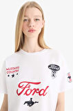 DeFacto Coool Ford Motor Company Oversize Geniş Kalıp Sırt Baskılı Kısa Kollu Tişört F2399AX25SMWT36