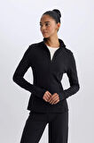 DeFactoFit Slim Fit Dar Kesim Fermuarlı Hırka D1680AX25SPBK81
