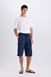 Long  Fit File Astarlı Uzun Boy Deniz Şortu