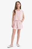 DeFacto Kız Çocuk Cropped Fit Pamuklu Kısa Kollu Gömlek D7644A825SMPN638