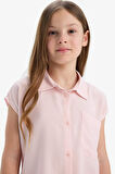 DeFacto Kız Çocuk Cropped Fit Pamuklu Kısa Kollu Gömlek D7644A825SMPN638
