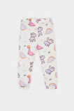 Kız Bebek Pijama Takımı Dinazor Baskılı Kısa Kollu Penye Pijama Üstü Esnek Belli Uzun Pijama Altı