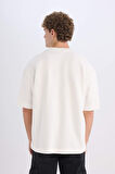 DeFacto Loose Fit Bisiklet Yaka Kısa Kollu Ağır Kumaş Basic Düz Tişört B4844AX25SPER105