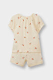 Kız Bebek Pijama Takımı Çiçekli Kısa Kollu Ribana Üst Beli Lastikli Şort