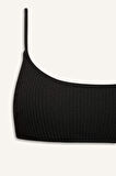 Regular Fit Bürümcük Siyah Bikini Üstü-Fall in Love