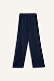 Wide Leg Çift Cepli Beli Lastikli Standart Boy Keten Karışımlı Pantolon