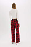 DeFacto Coool Wide Leg Kareli Kumaş Pijama Pantolon Geniş Bol Paça Beli Cepli Lastikli Normal Bel D9547AX25SPRD328