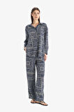 Regular Fit Şal Desenli Viskon Plaj Pantolonu-Fall in Love