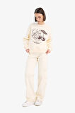 Coool Oversize Geniş Kalıp Bisiklet Yaka Baskılı Kalın Kumaş Sweatshirt