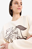 Coool Oversize Geniş Kalıp Bisiklet Yaka Baskılı Kalın Kumaş Sweatshirt