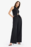 Afra x Defacto Wide Leg Kumaş Pantolon Üç Cepli Normal Bel Standart Boy