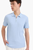 DeFacto Slim Fit Dar Kesim Polo Yaka Kısa Kollu Fitilli Kaşkorse Yarım Fermuarlı Tişört D3948AX25SMBE366