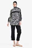 DeFacto Regular Fit Desenli 3'lü Basic Düz Burkini Tesettür Mayo Takım E7996AX25HSBK81